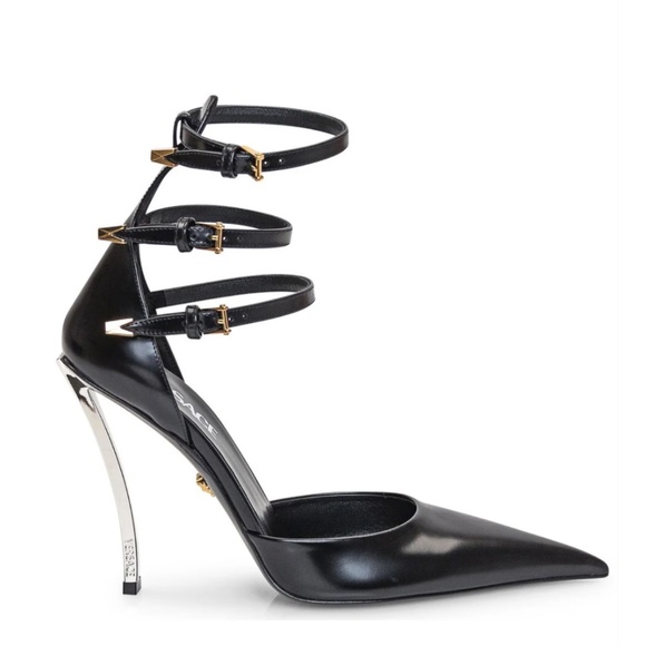 Versace Pointed Toe Ankle Strap Pumps black - Picture 1 of 7